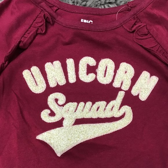 Epic Threads | Girl's Long Sleeve | Unicorn Squad | Maroon | Various Sizes - Picture 3 of 3